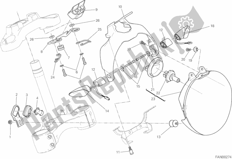 Wszystkie części do Reflektor Ducati Monster 1200 S Stripes 2016